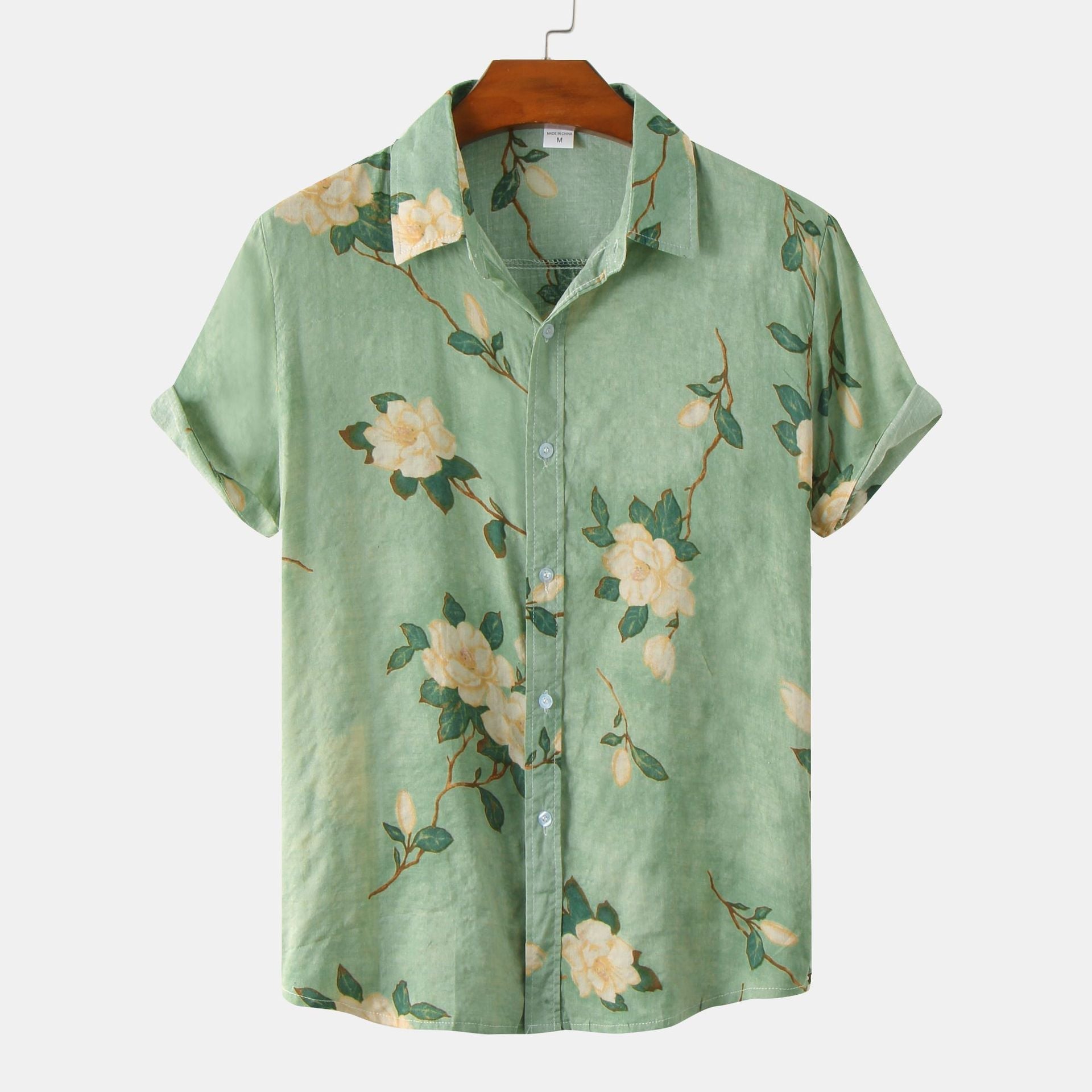 Heren Korte Mouwen Overhemd met Bloemenprint – Casual Stijl voor Zomer en Vakantie