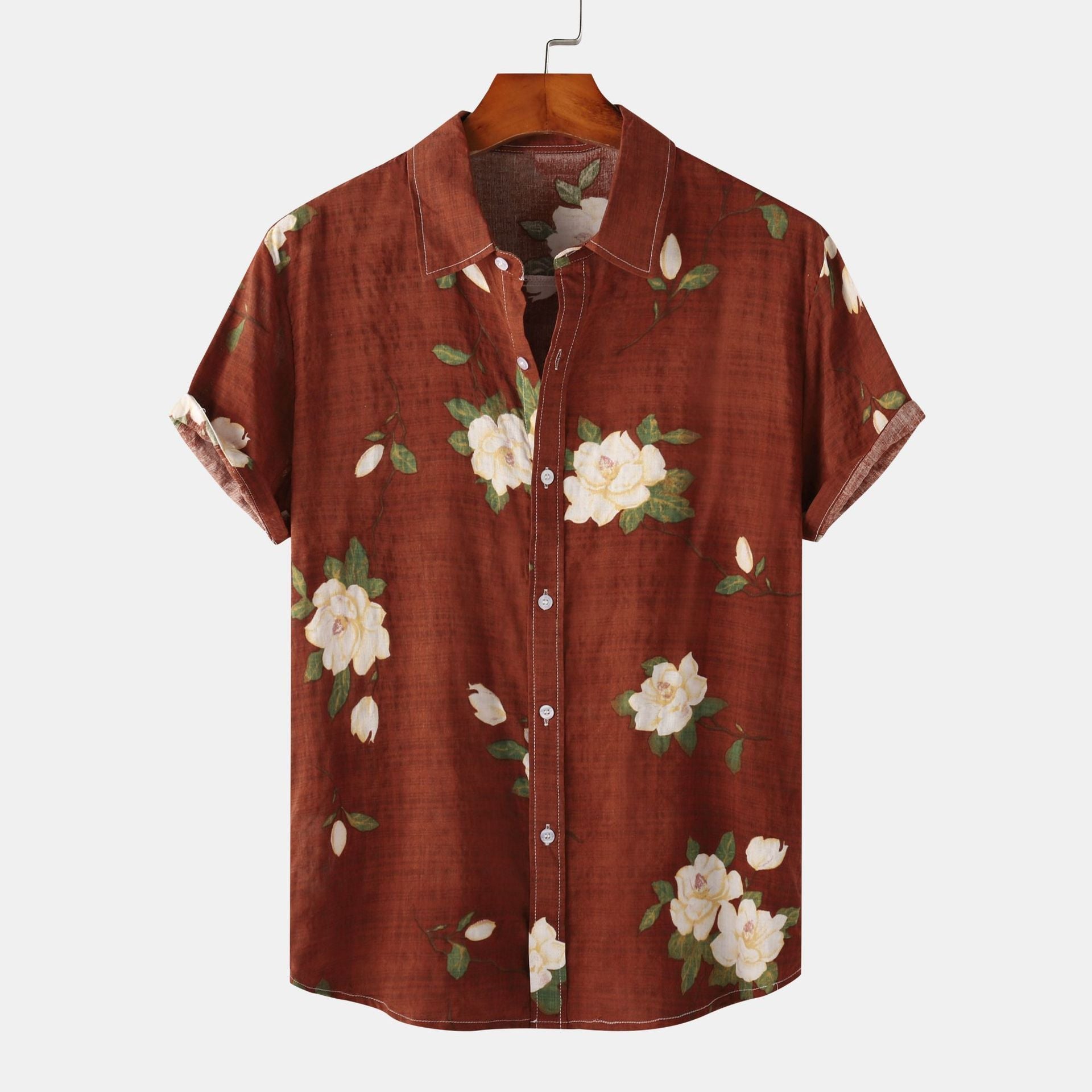 Heren Korte Mouwen Overhemd met Bloemenprint – Casual Stijl voor Zomer en Vakantie