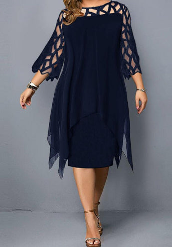 Emma – Chiffon Jurk met Kant en Onregelmatige Zoom