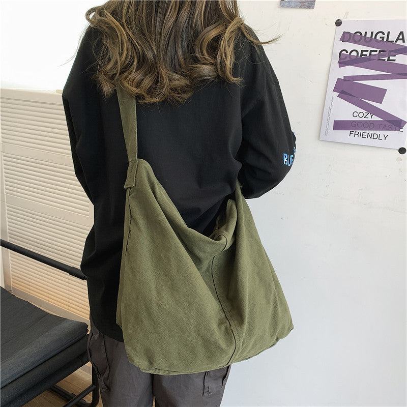 Casual Dames Oversized Canvas Schoudertas met Verstelbare Band