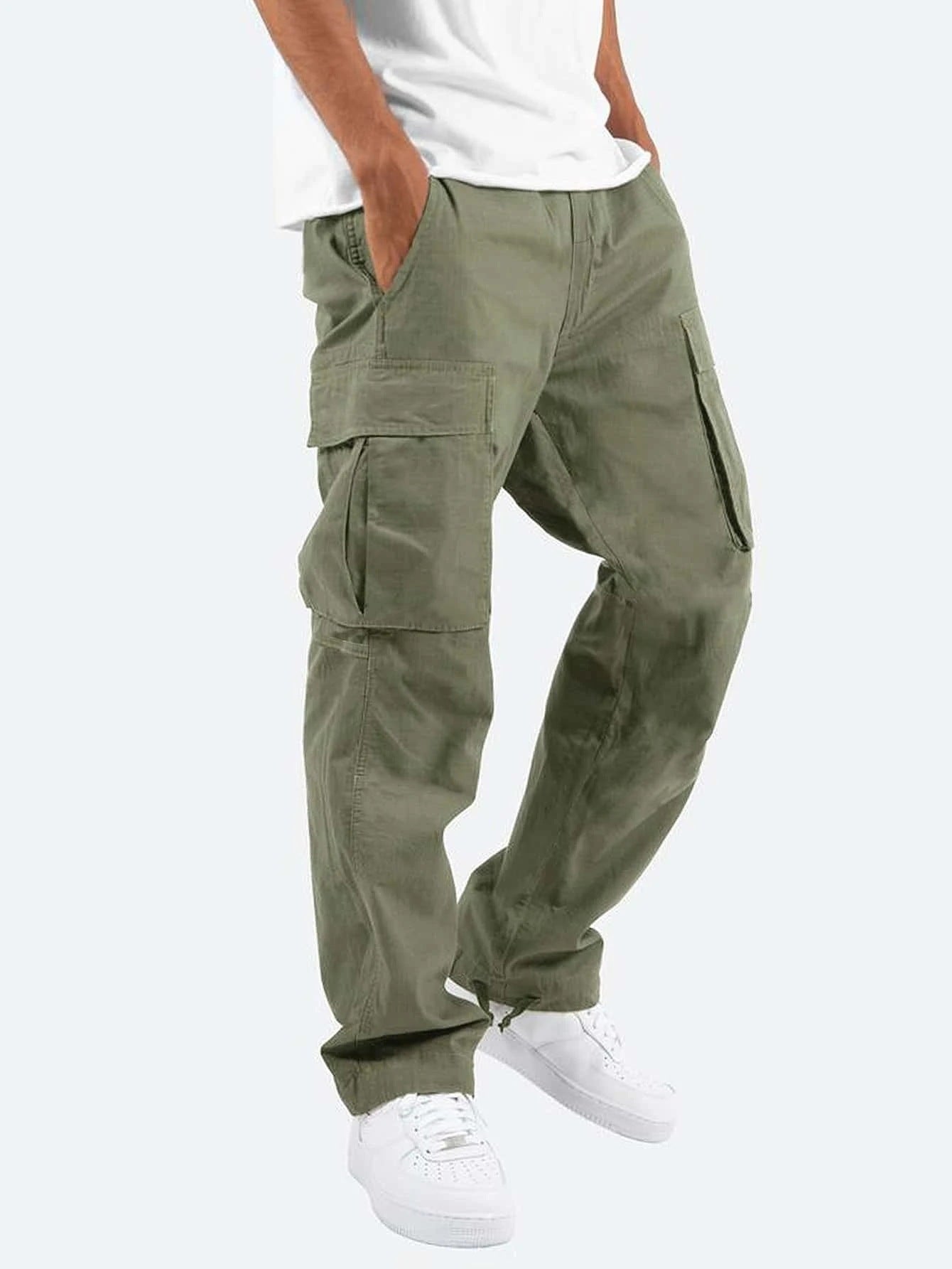 Heren Cargo Broek in Casual Streetwear Stijl met Multifunctionele Zakken