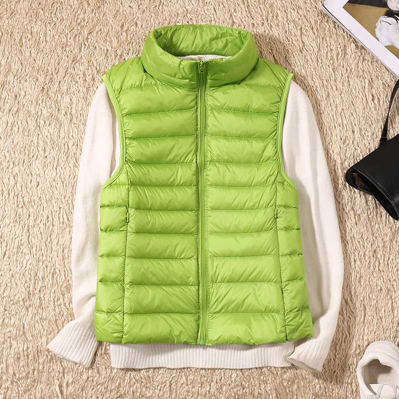 Natasha – Lichte Damesdonzen Bodywarmer met Opstaande Kraag