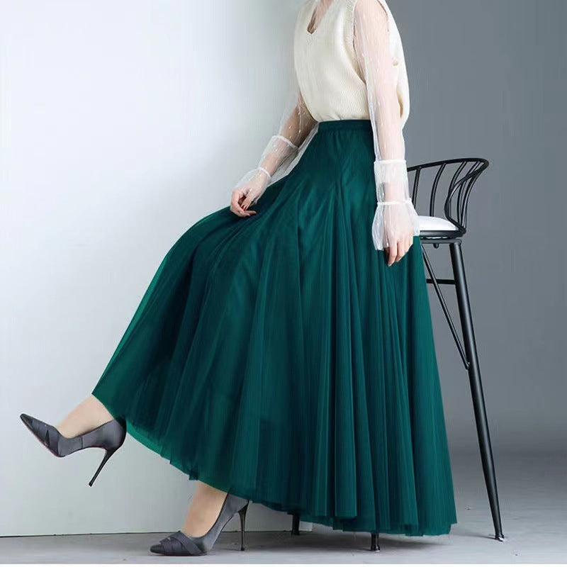 Charlotte – Geplooide Mesh Rok met Grote Swing