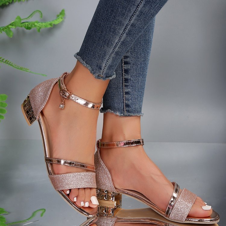 Sophie – Stijlvolle Dames Glitter Vegan Lederen Sandalen met Gesloten Hak voor de Zomer