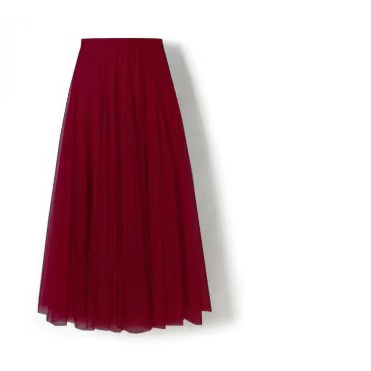 Charlotte – Geplooide Mesh Rok met Grote Swing