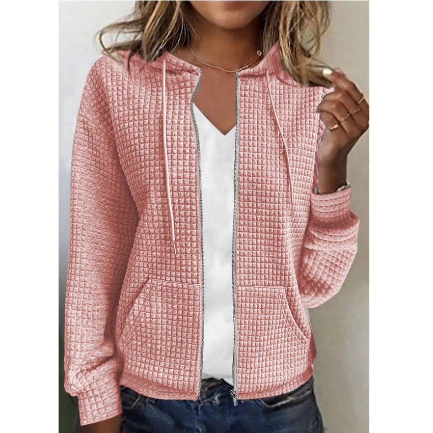 Lydia – Lange Mouwen Sweaterjas met Rits en Capuchon