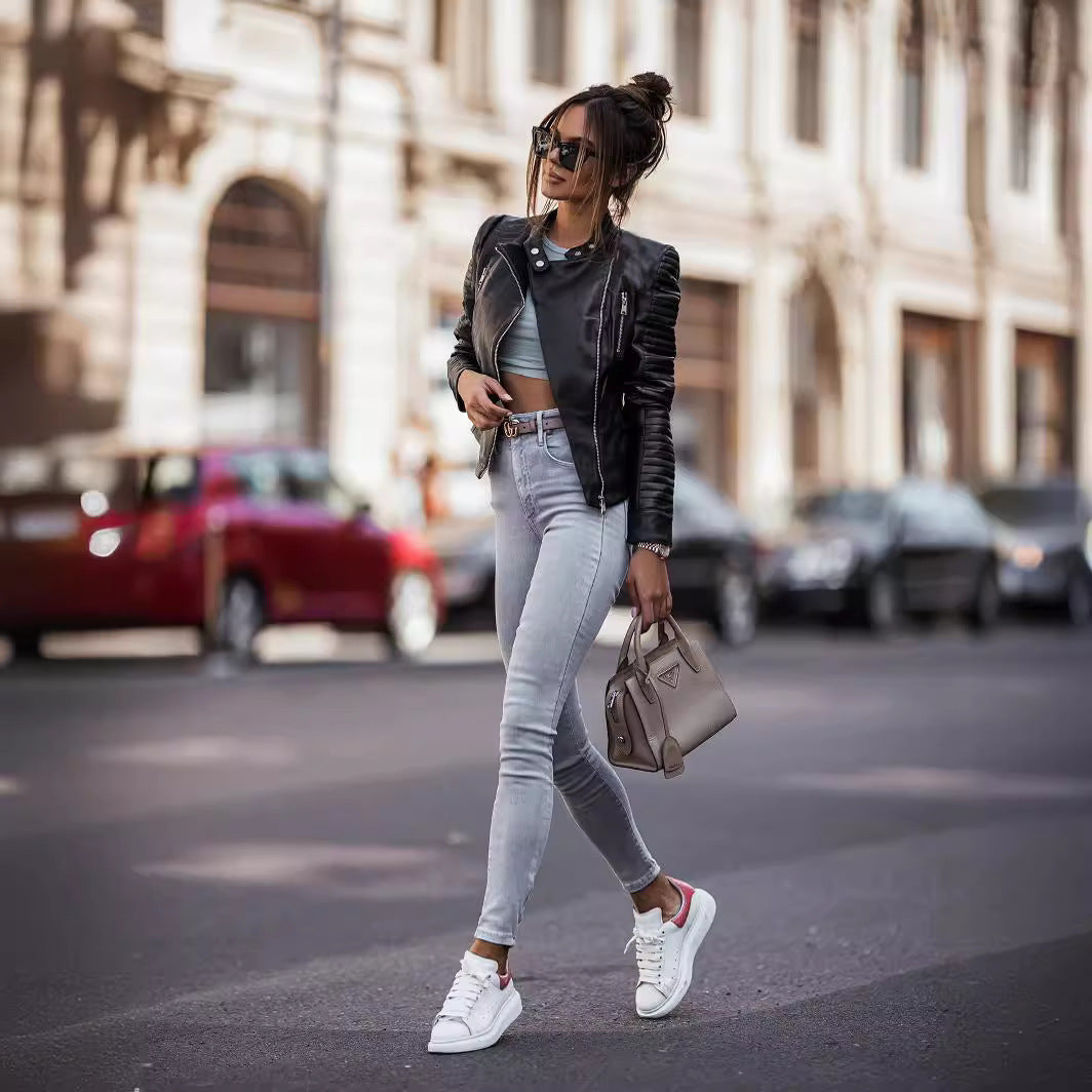 Gabrielle – Slim-fit Zwarte Vegan Leren Jas