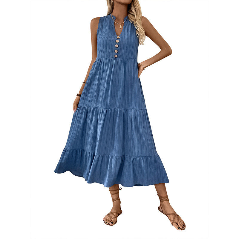Kimberley – Elegante Mouwloze Jurk met Plooirok