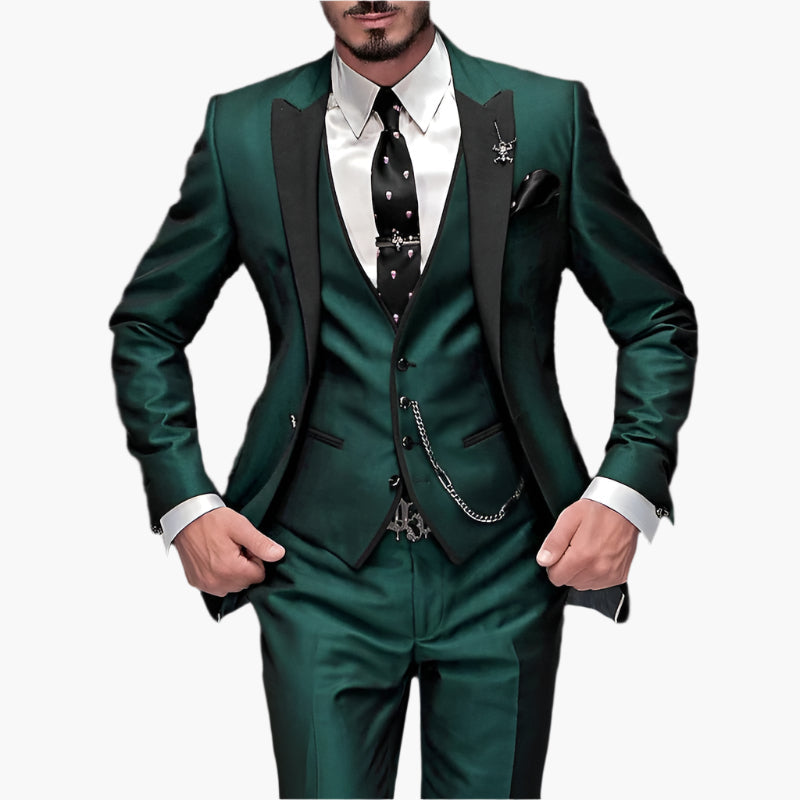 Heren 3-delig Pak – Modern Slim Fit Kostuum voor Feest, Bruiloft & Zakelijk