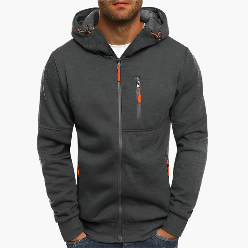 Heren Sportieve Hoodie met Rits en Capuchon – Comfortabele Casual Jas voor Outdoor en Fitness