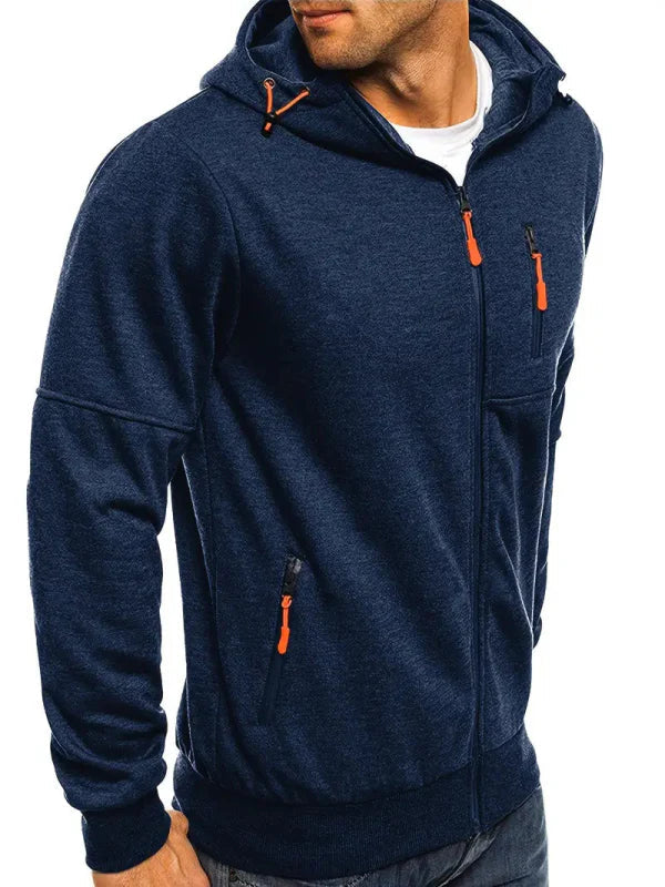Heren Sportieve Hoodie met Rits en Capuchon – Comfortabele Casual Jas voor Outdoor en Fitness