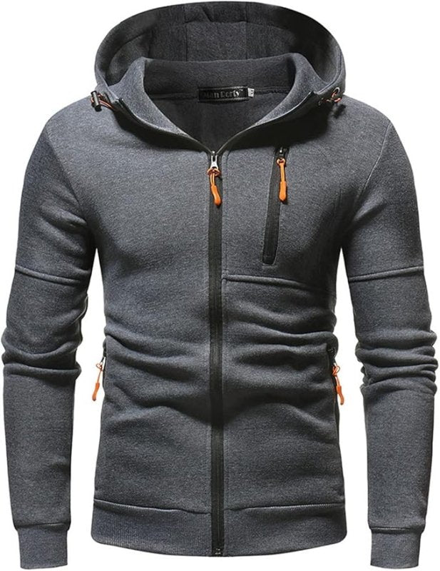 Heren Sportieve Hoodie met Rits en Capuchon – Comfortabele Casual Jas voor Outdoor en Fitness