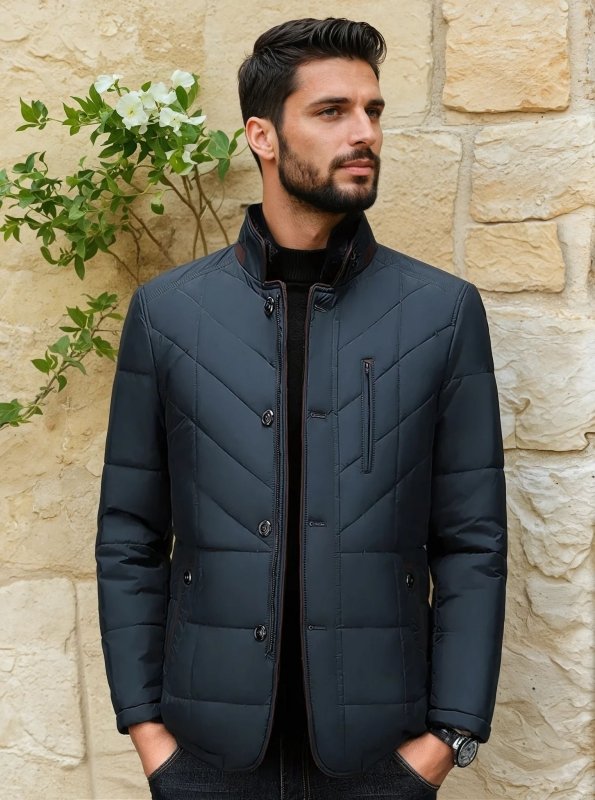 Heren Gewatteerde Stijlvolle Jas voor Winter – Moderne Slim Fit Outdoorjas