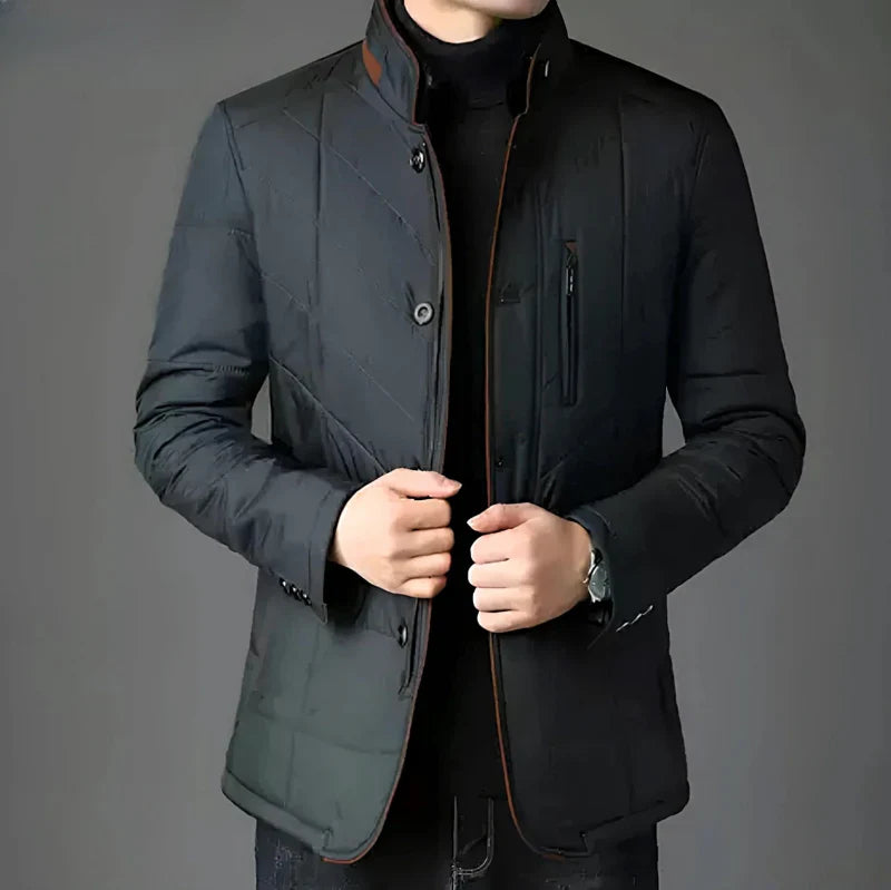 Heren Gewatteerde Stijlvolle Jas voor Winter – Moderne Slim Fit Outdoorjas