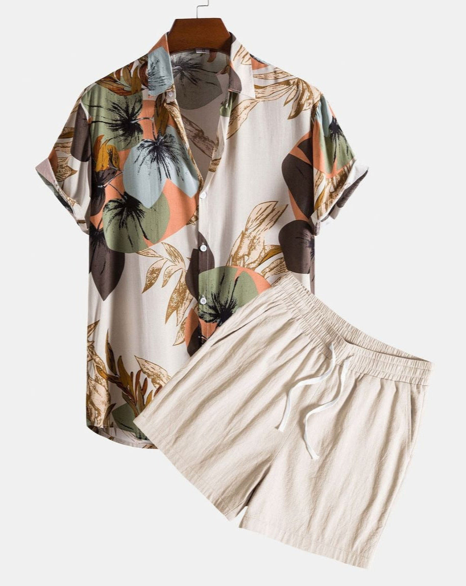 Heren Zomerset – Trendy Abstract Overhemd en Korte Broek – Casual Stijl voor Vakantie en Vrije Tijd