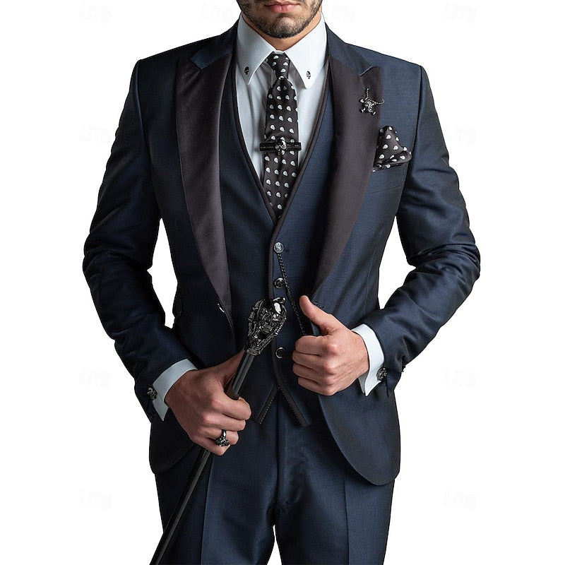 Heren 3-delig Pak – Modern Slim Fit Kostuum voor Feest, Bruiloft & Zakelijk