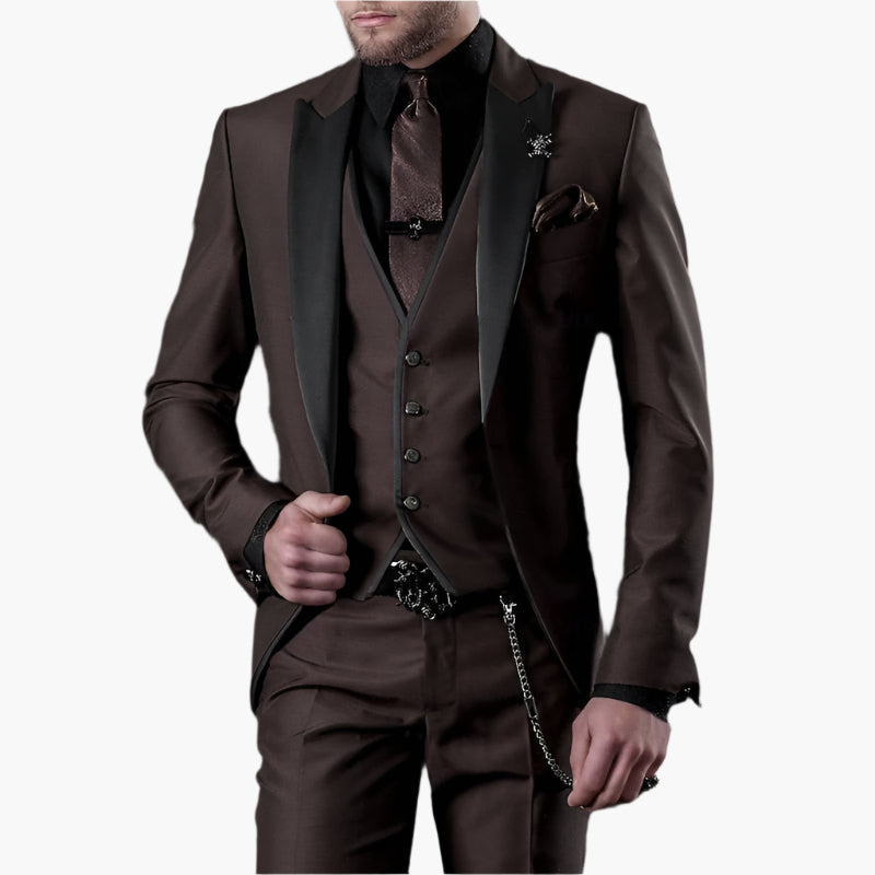 Heren 3-delig Pak – Modern Slim Fit Kostuum voor Feest, Bruiloft & Zakelijk