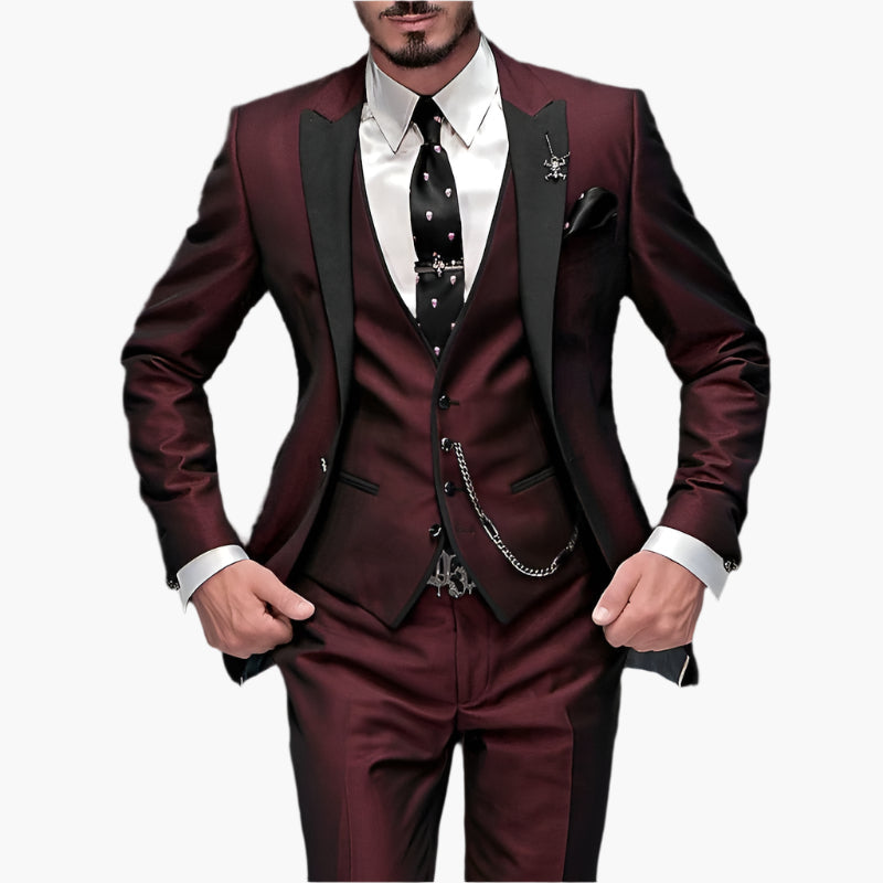 Heren 3-delig Pak – Modern Slim Fit Kostuum voor Feest, Bruiloft & Zakelijk