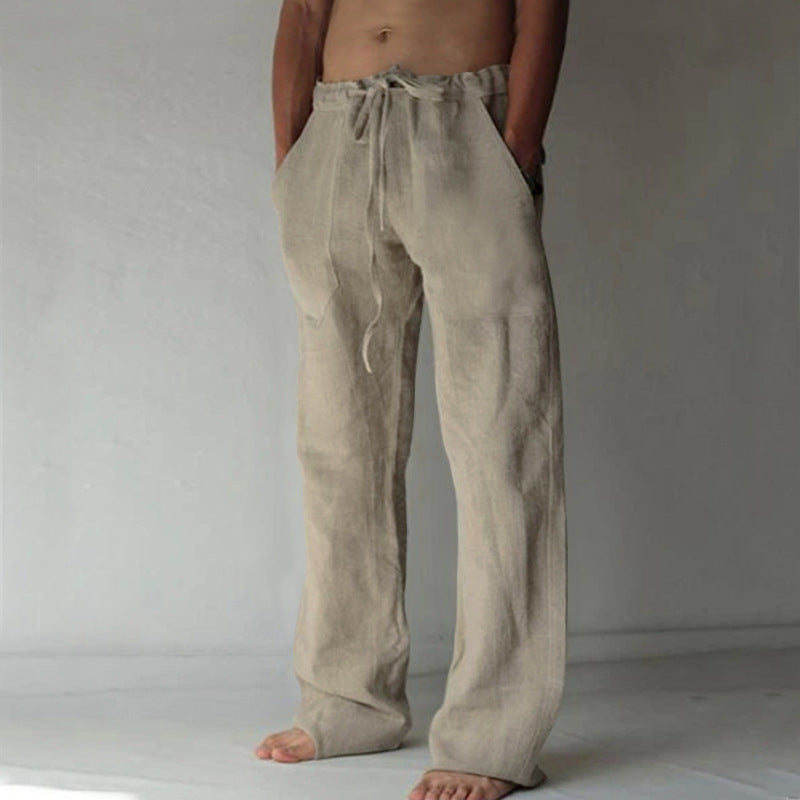 Men's lounge pants – comfortabele wijde broek met hoge taille en trekkoord – casual broek voor heren