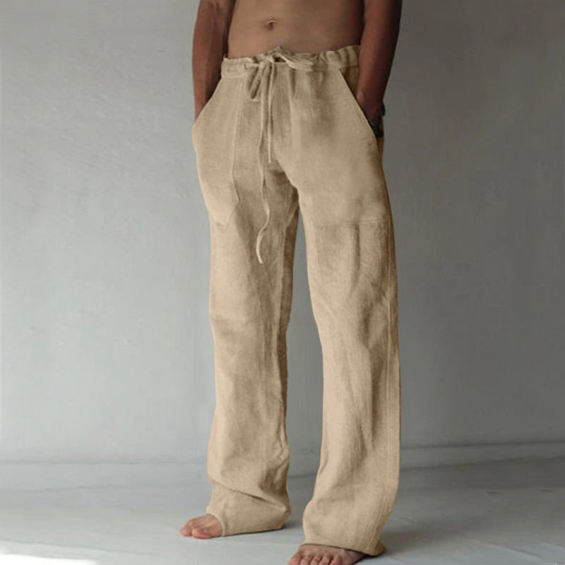 Men's lounge pants – comfortabele wijde broek met hoge taille en trekkoord – casual broek voor heren