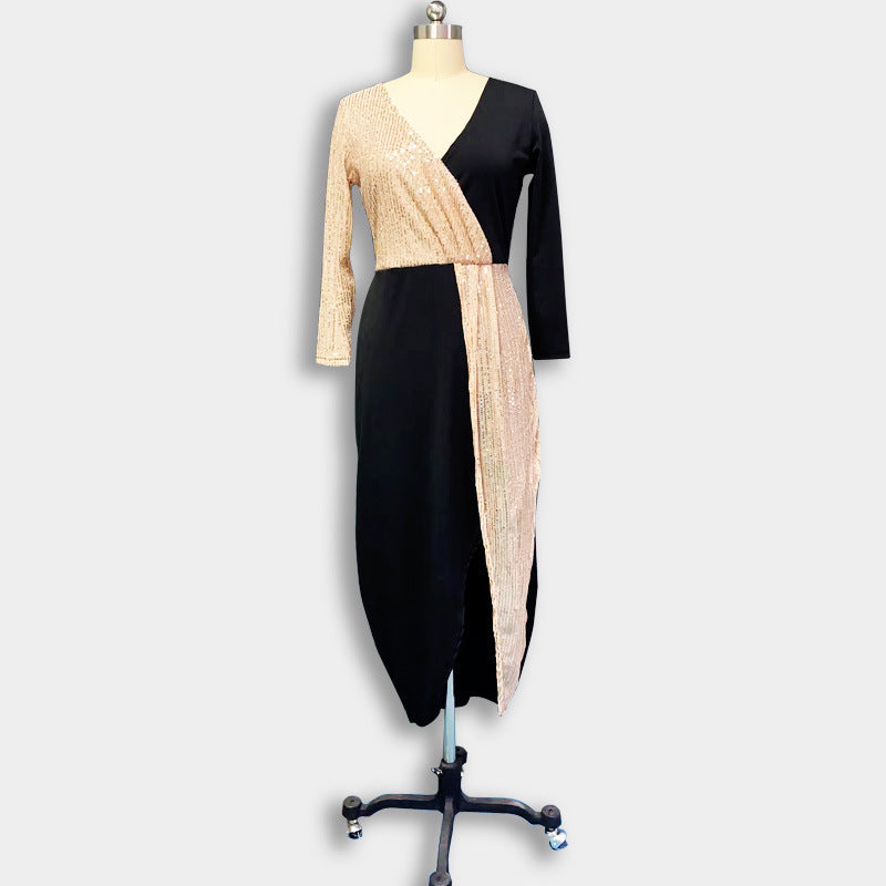 Melanie – Tweekleurige Etnische Hoge Taille Jurk