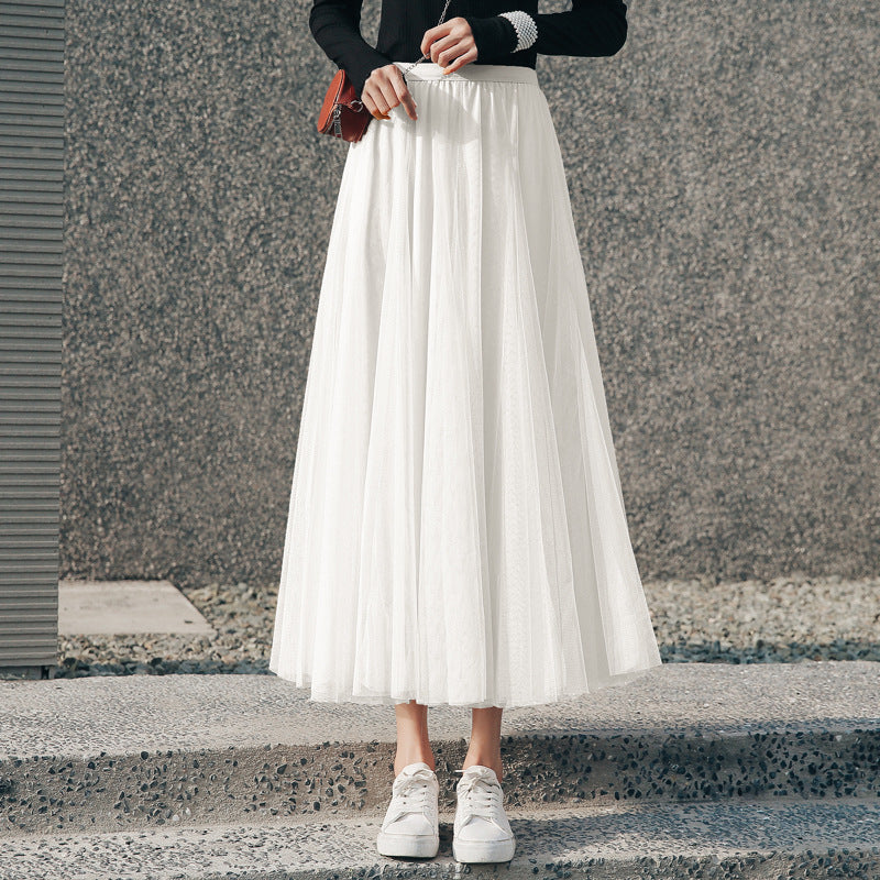 Charlotte – Geplooide Mesh Rok met Grote Swing