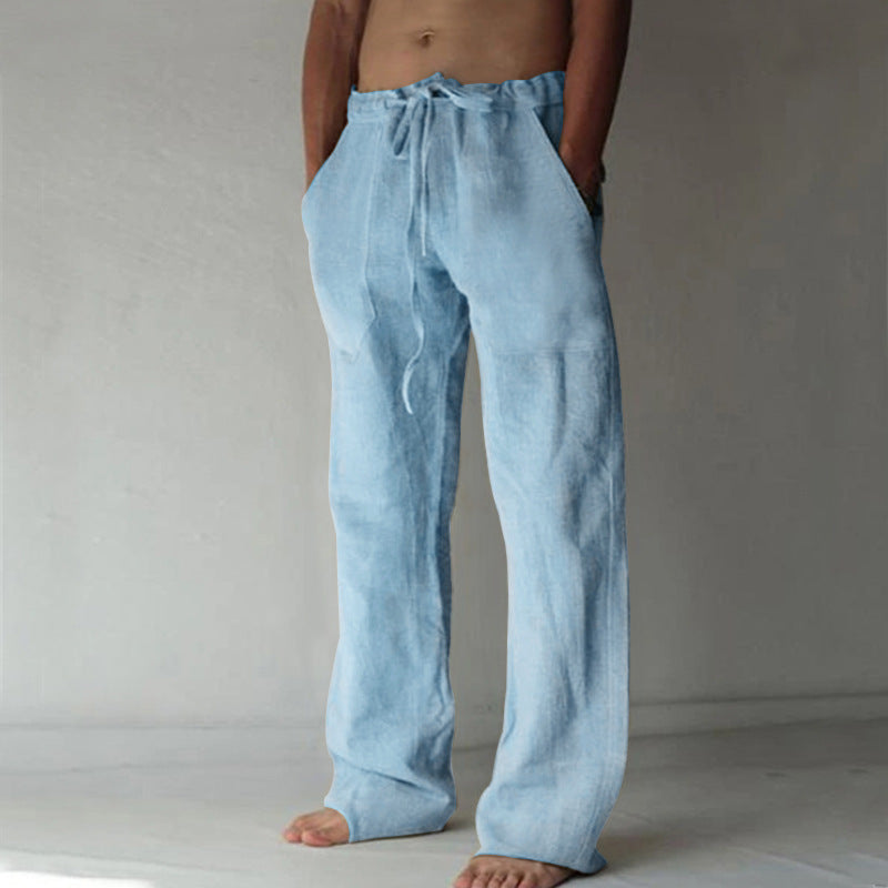 Men's lounge pants – comfortabele wijde broek met hoge taille en trekkoord – casual broek voor heren