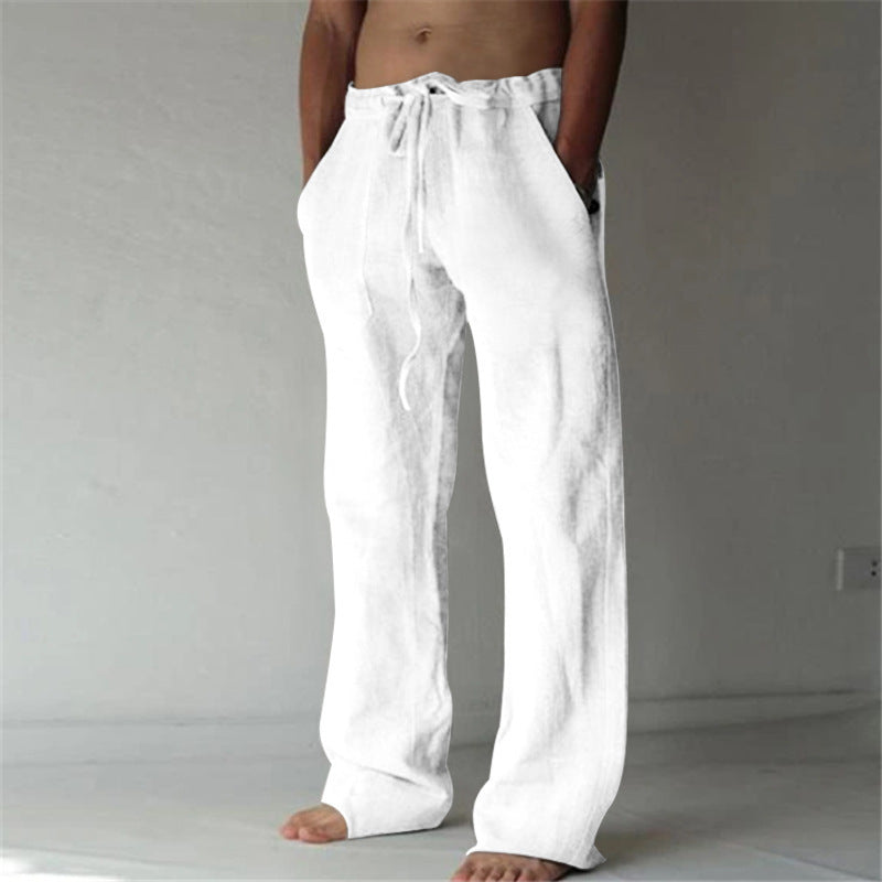Men's lounge pants – comfortabele wijde broek met hoge taille en trekkoord – casual broek voor heren