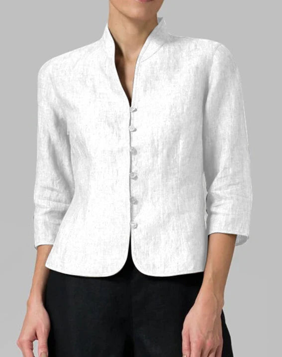 Dames Blazer – Elegante Getailleerde Jas met Opstaande Kraag voor Zakelijke en Feestelijke Gelegenheden