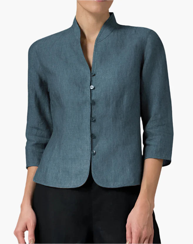 Dames Blazer – Elegante Getailleerde Jas met Opstaande Kraag voor Zakelijke en Feestelijke Gelegenheden