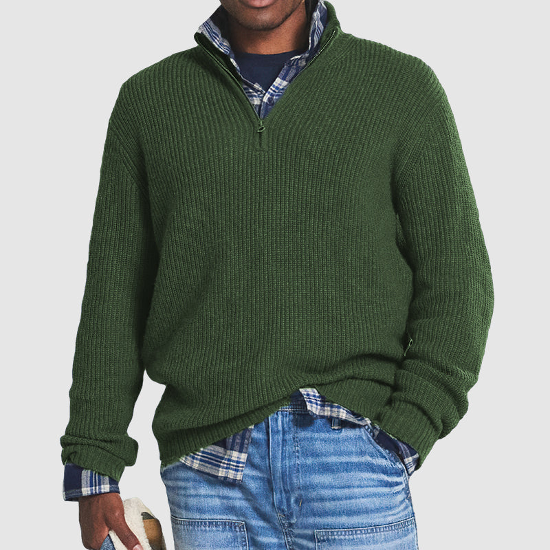 Heren Half-Zip Gebreide Trui – Zakelijke Casual Stijl voor Comfort en Klasse