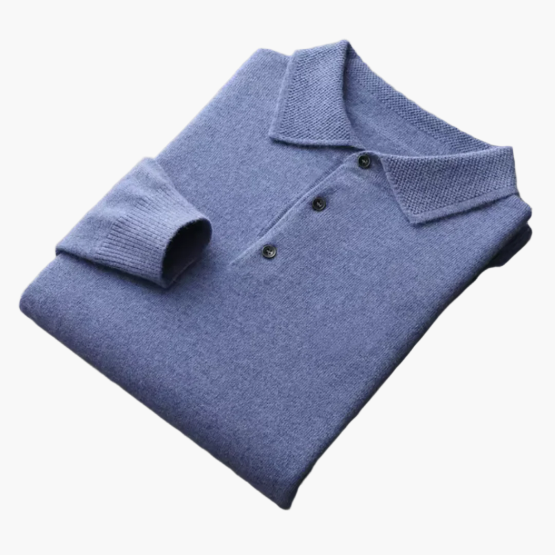 Heren Luxe Wol Polo Trui – Stijlvolle Klassieke Lange Mouwen voor Elke Gelegenheid