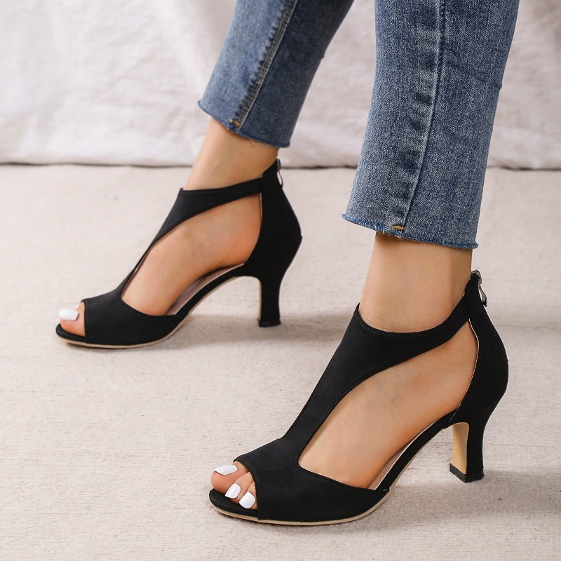 Rebecca – Dames Open Hakken met Uitsnedes – Elegant Design voor Ieder Moment - met Rits en Peep-Toe