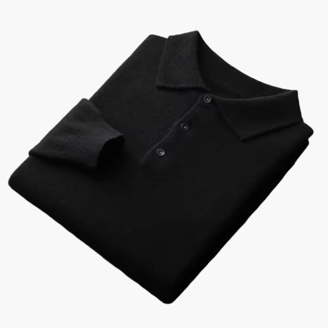 Heren Luxe Wol Polo Trui – Stijlvolle Klassieke Lange Mouwen voor Elke Gelegenheid