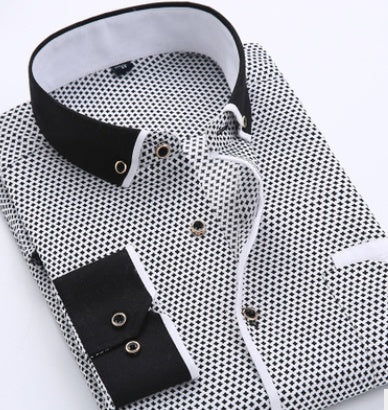 Heren overhemd met modern patroon en contrastdetails voor zakelijke en casual gelegenheden