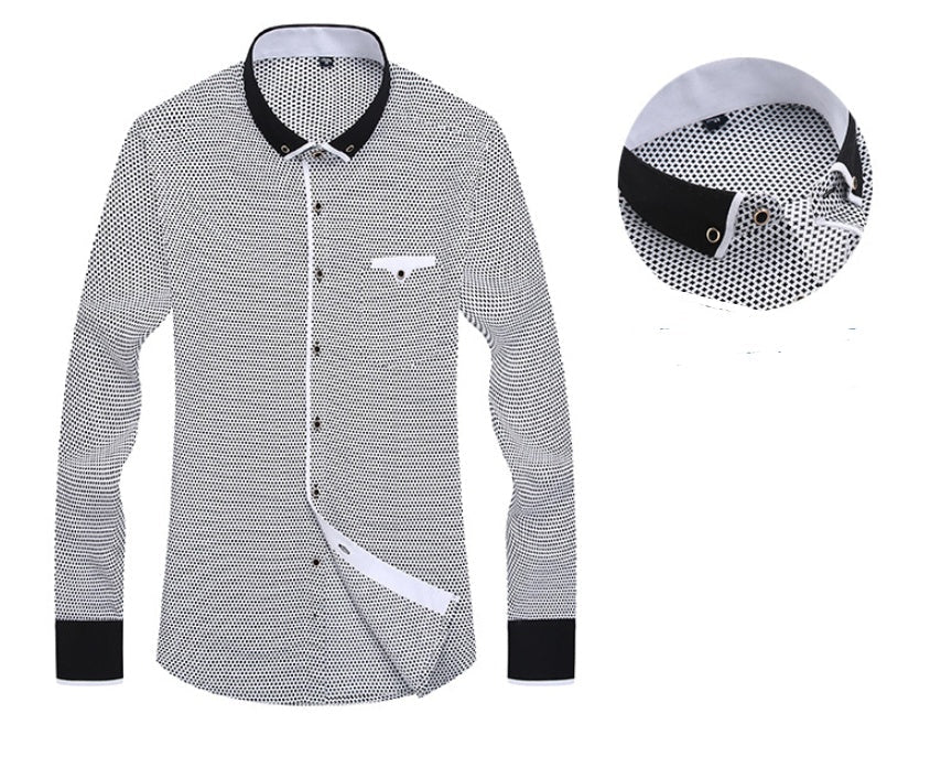 Heren overhemd met modern patroon en contrastdetails voor zakelijke en casual gelegenheden