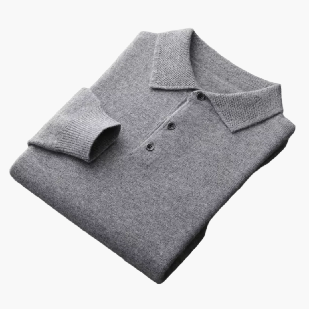 Heren Luxe Wol Polo Trui – Stijlvolle Klassieke Lange Mouwen voor Elke Gelegenheid