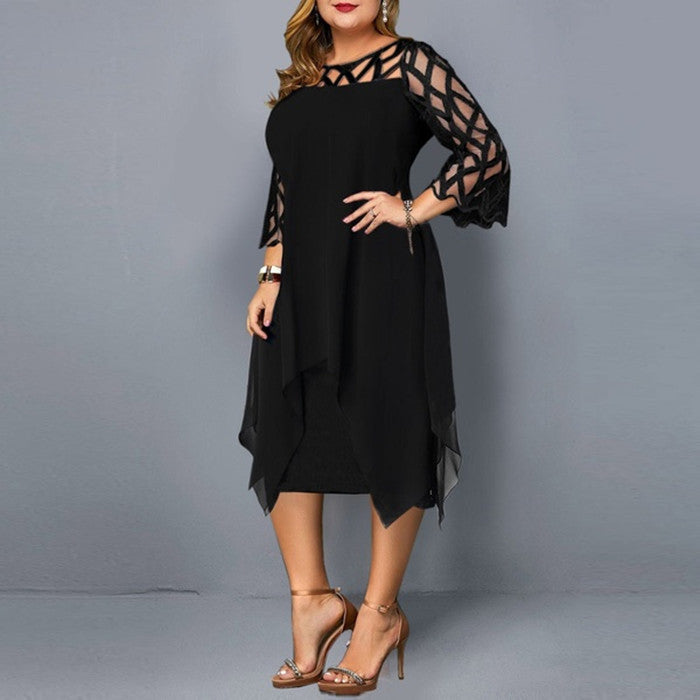 Emma – Chiffon Jurk met Kant en Onregelmatige Zoom