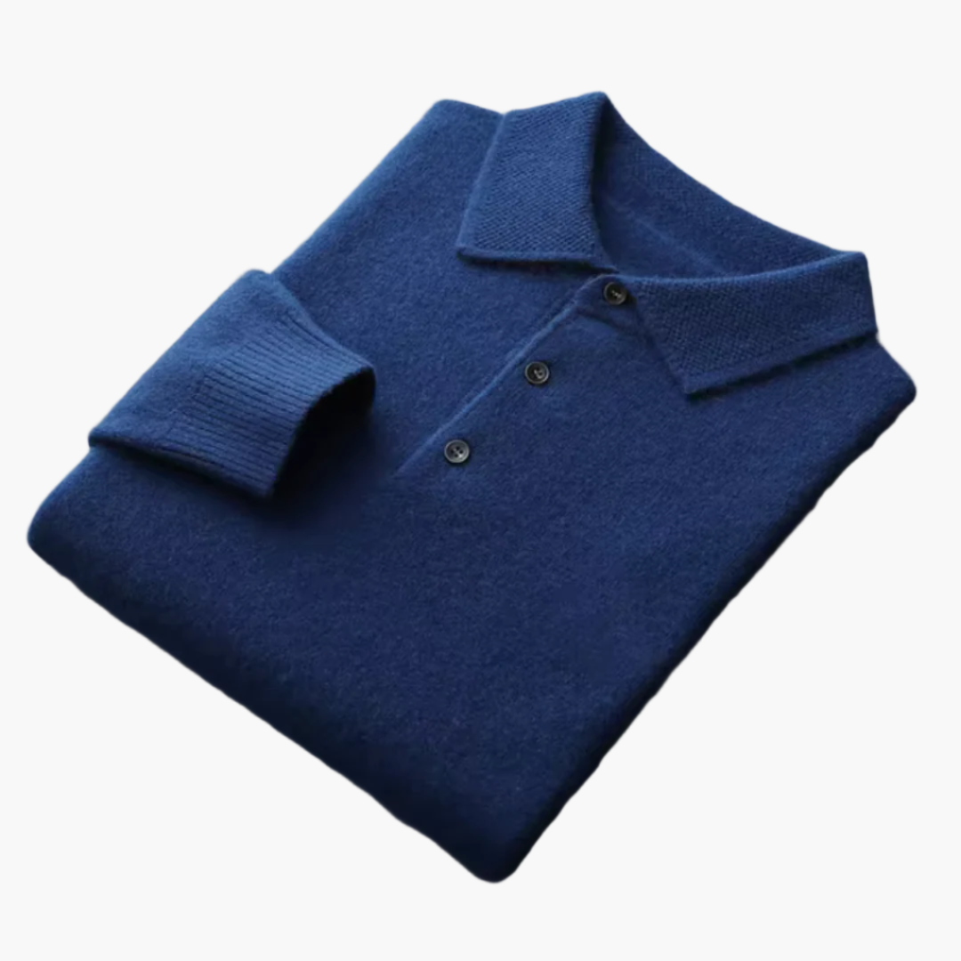 Heren Luxe Wol Polo Trui – Stijlvolle Klassieke Lange Mouwen voor Elke Gelegenheid