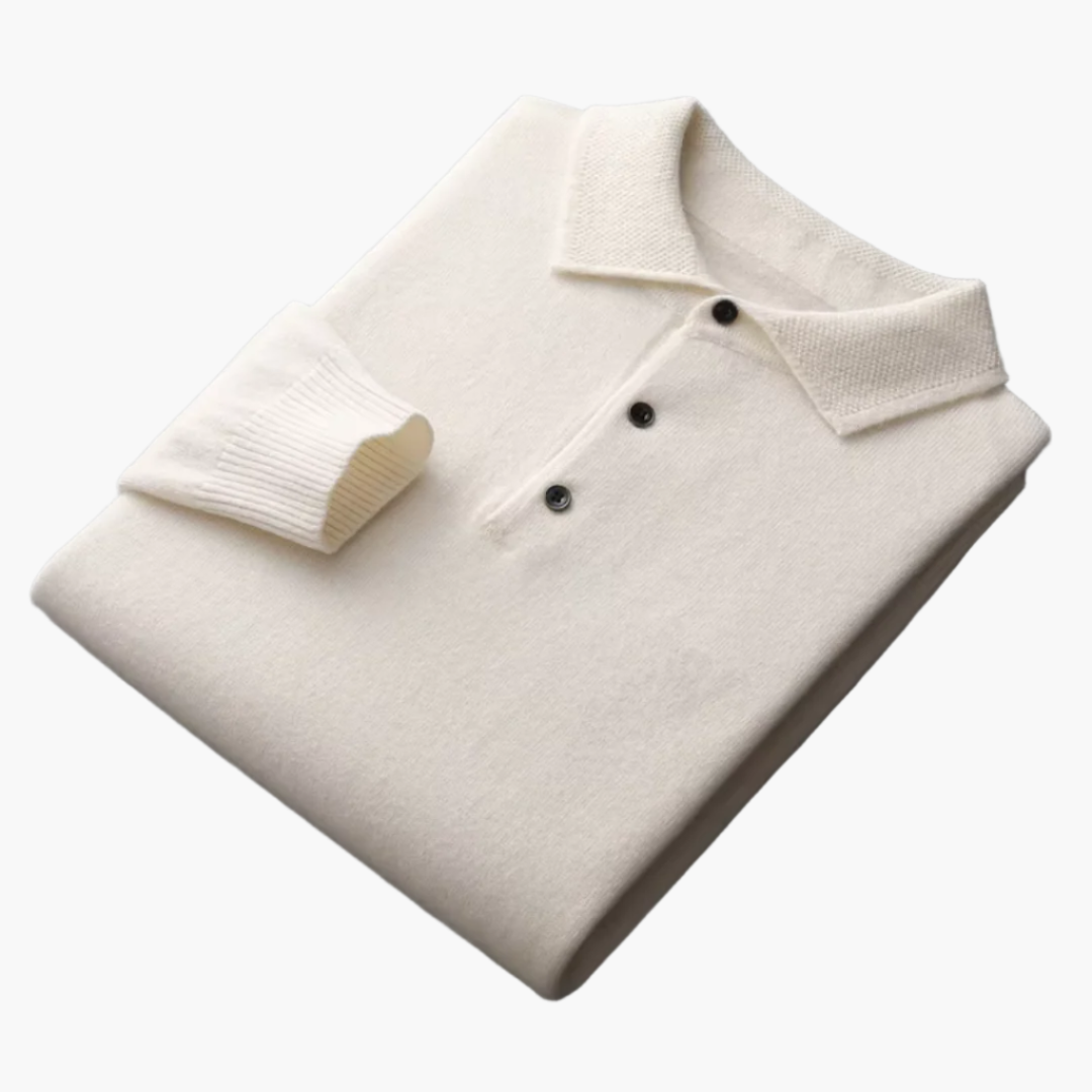 Heren Luxe Wol Polo Trui – Stijlvolle Klassieke Lange Mouwen voor Elke Gelegenheid
