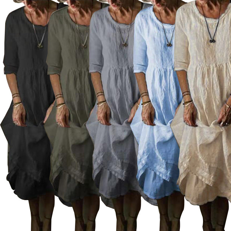 Francesca – Hoge Taille Geplooide Lange Jurk