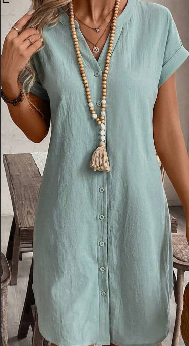 Dames Blouse Jurk – Casual T-shirt Dress voor Zomer – Boho Ibiza Midi Jurk met Korte Mouwen