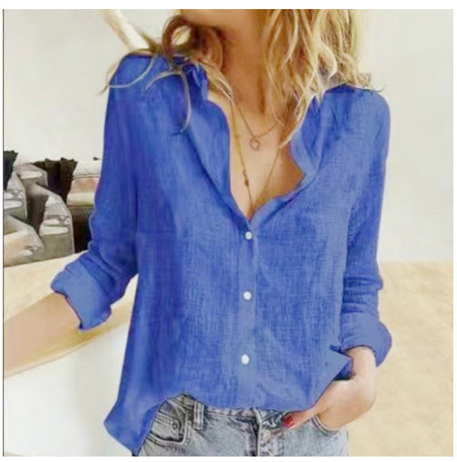 Dames Casual Blouse met Losvallende Pasvorm en Diepe V-Hals – Voor Een Relaxte en Vrouwelijke Look