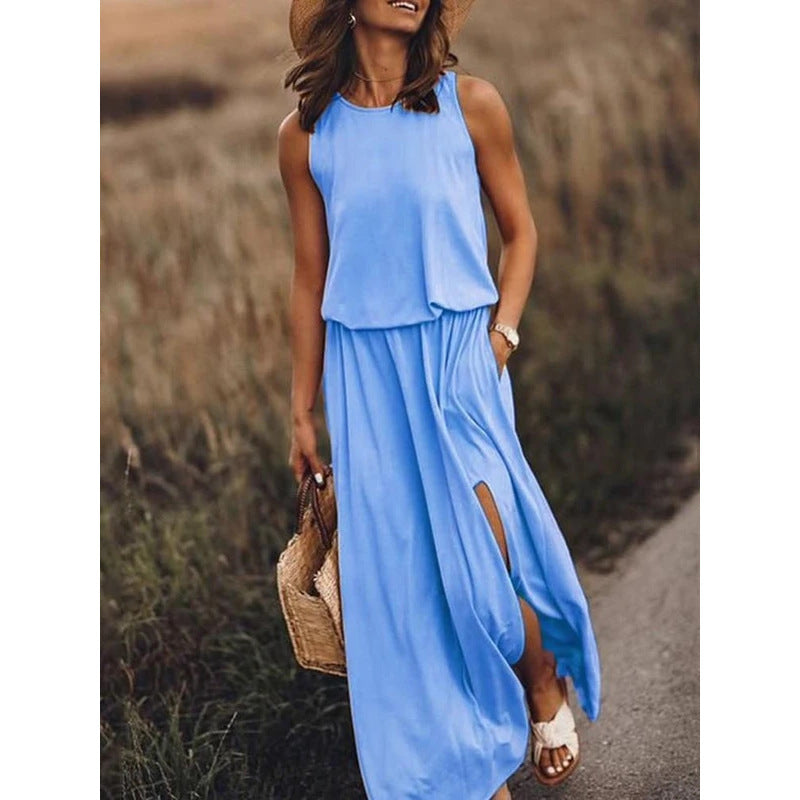 Dames zomerjurk met split – maxi dress voor strand, feest of bruiloft – elegante boho damesjurk in grote maten