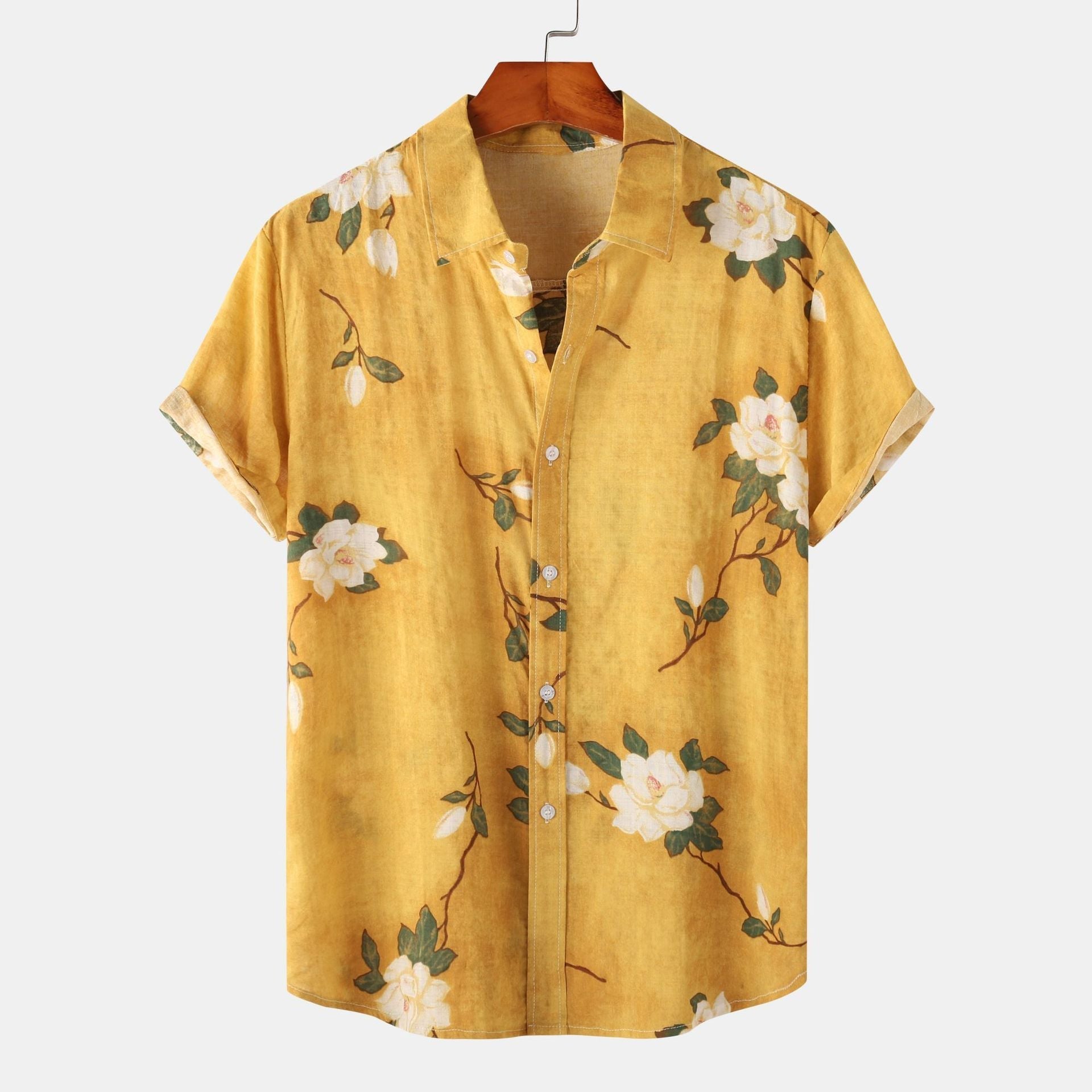 Heren Korte Mouwen Overhemd met Bloemenprint – Casual Stijl voor Zomer en Vakantie