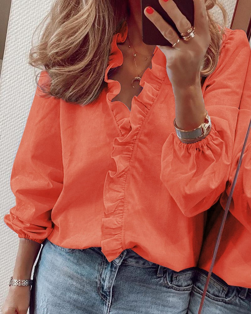 Phoebe – Lange Mouwen Blouse met Ruches