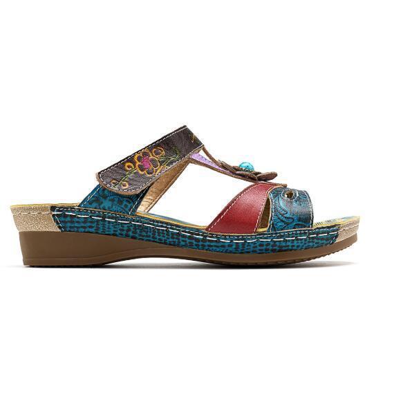 Hayley – Hakken Slippers met Etnische Bloemen voor Dames