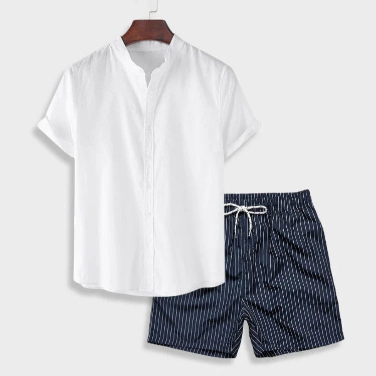 Heren Zomerset – Trendy Abstract Overhemd en Korte Broek – Casual Stijl voor Vakantie en Vrije Tijd