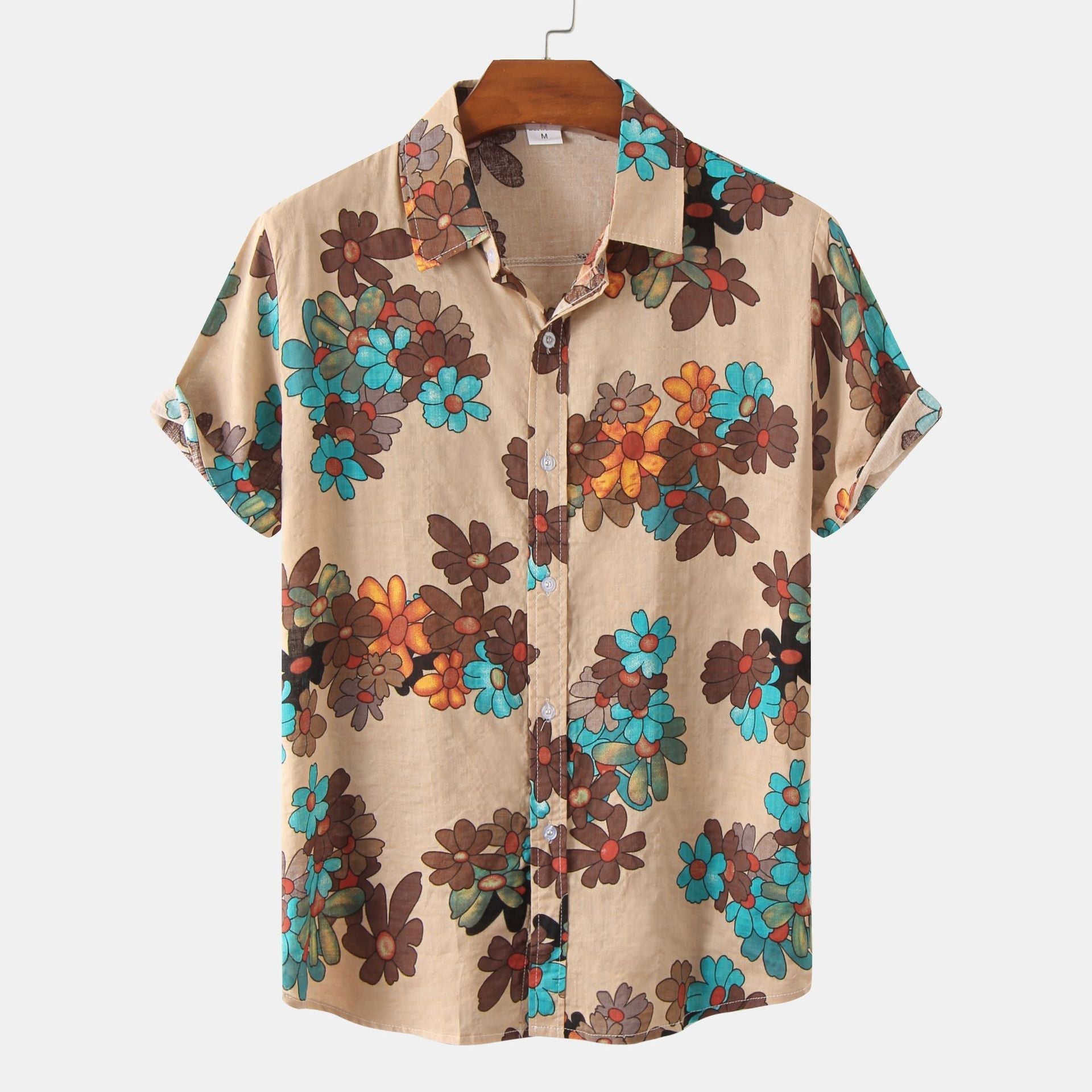 Heren Korte Mouwen Overhemd met Bloemenprint – Casual Stijl voor Zomer en Vakantie