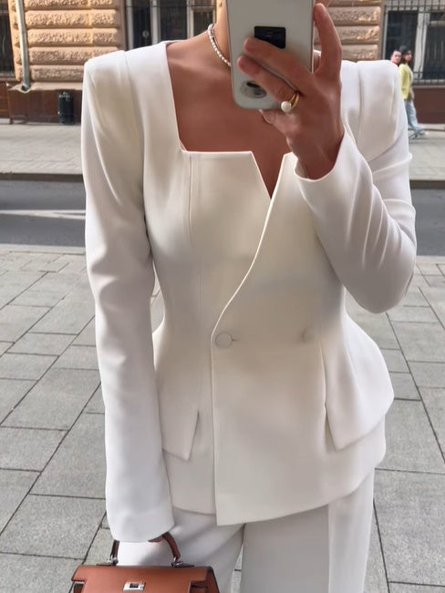 Aidan – Elegante Blazer met Vierkante Kraag